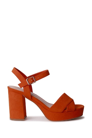 Linzi Orange Verony Cross Front Strap Platform Heeled Sandals