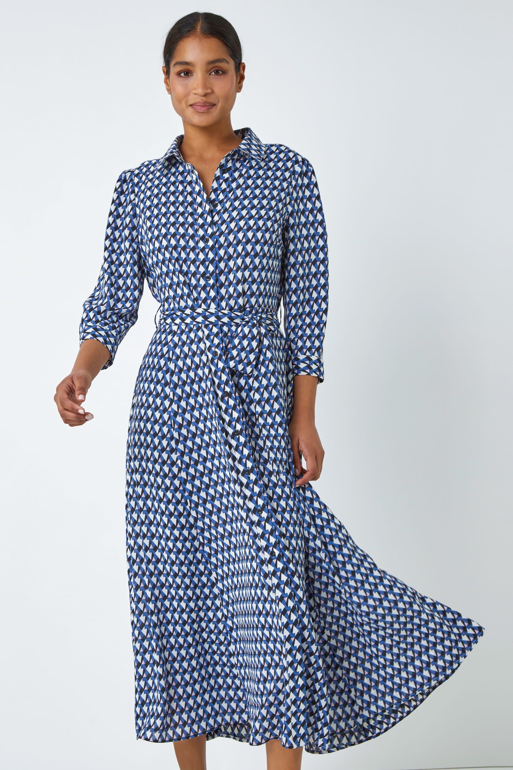 Roman blue discount and white dress