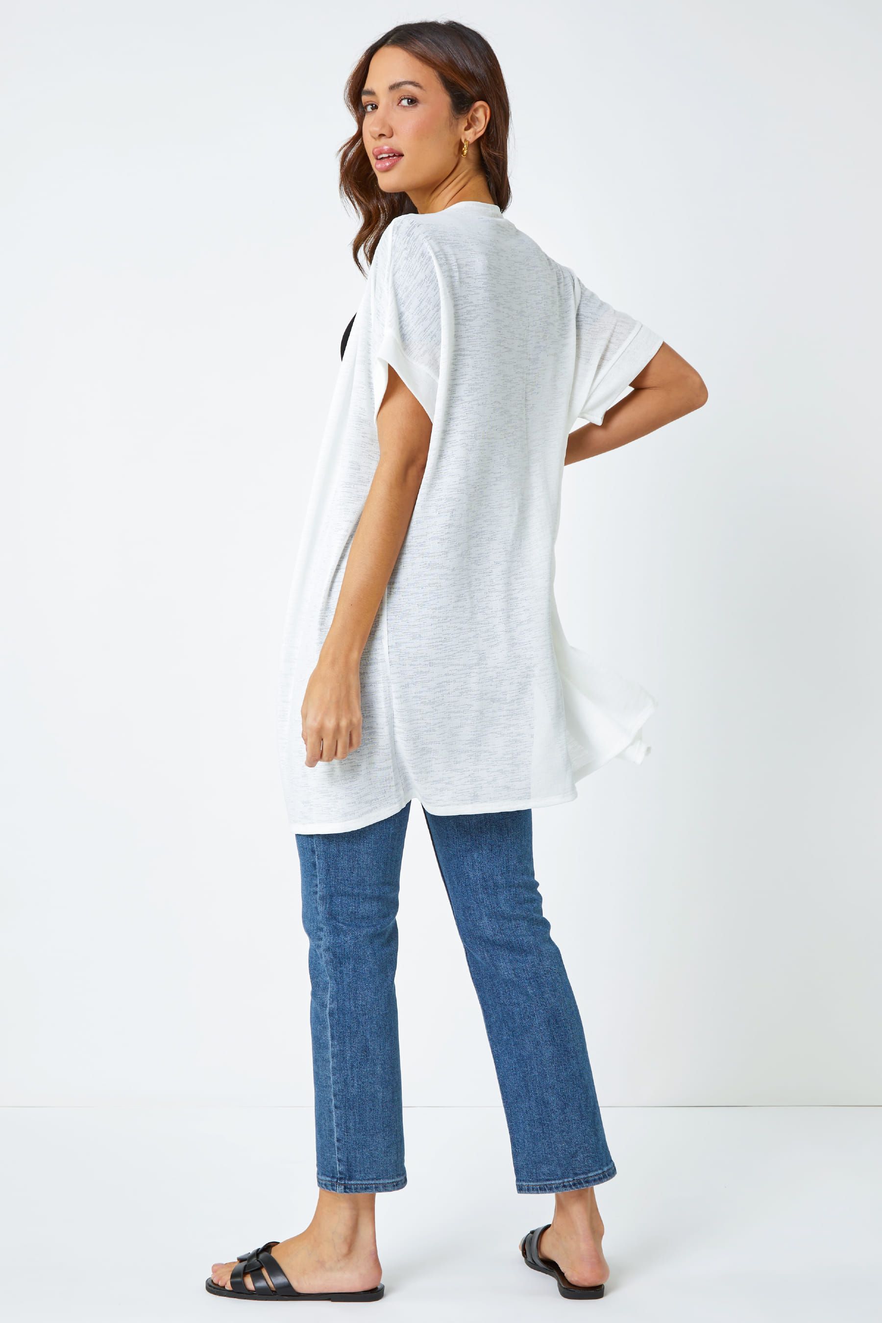 Longline short hot sale sleeve cardigan
