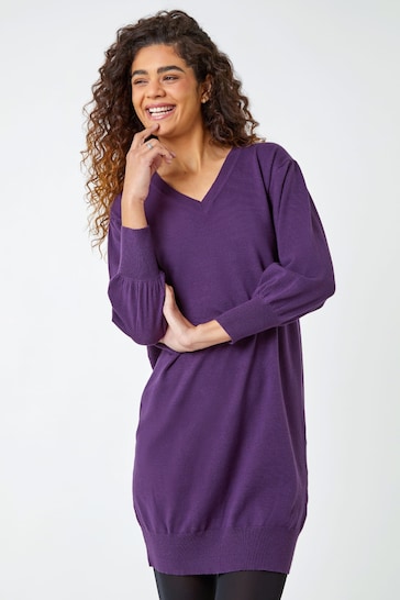 Roman Purple Knitted Jumper Dress