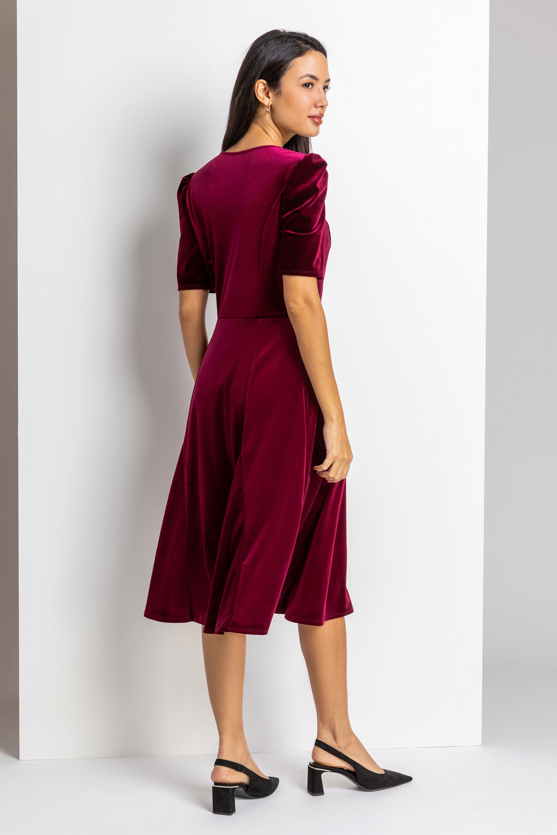 Buy Roman Pink Velvet Button Detail Midi Dress from the Next UK