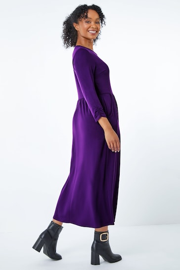 Roman Purple Petite Stretch Jersey Midi Dress