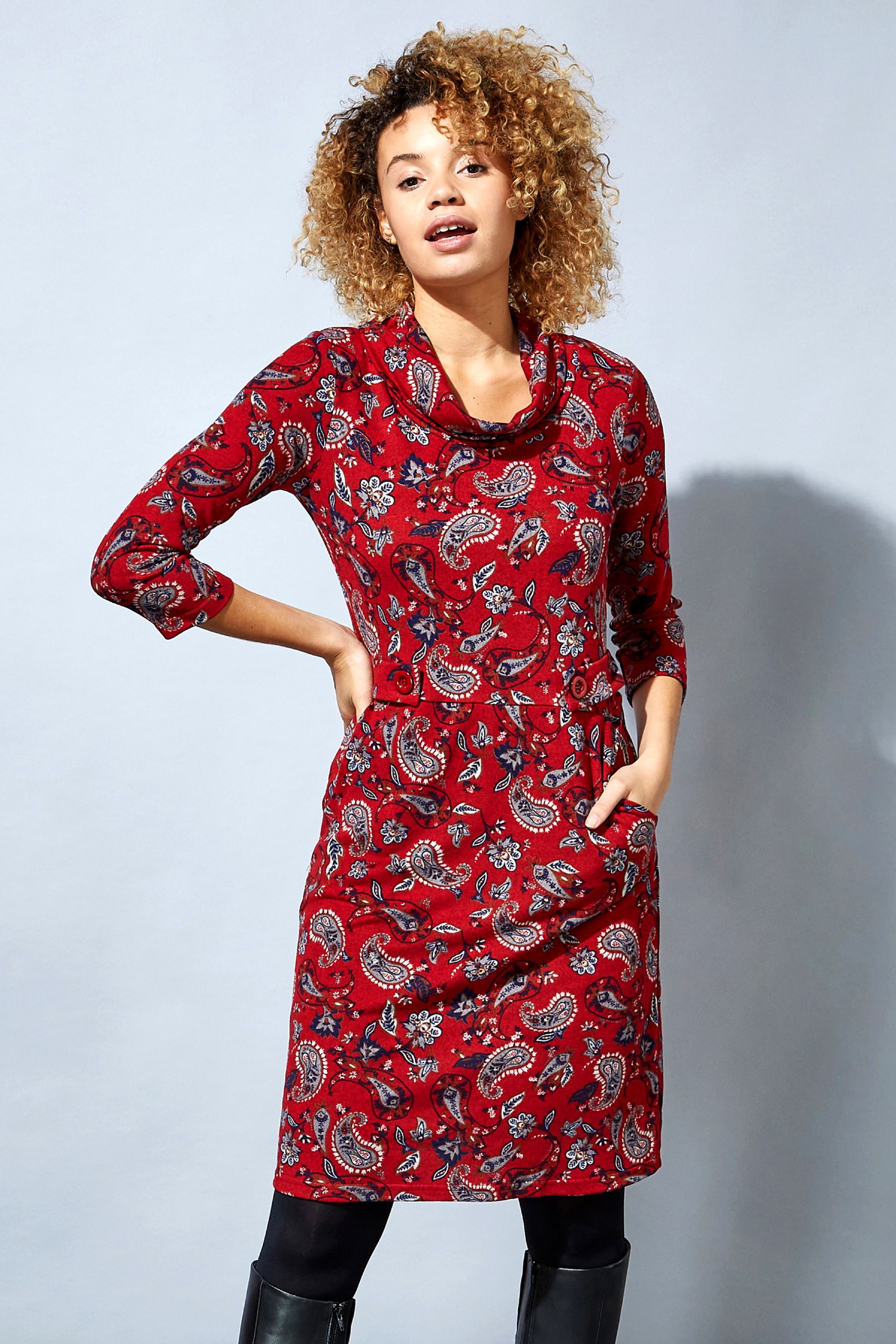 Cowl neck dress outlet uk