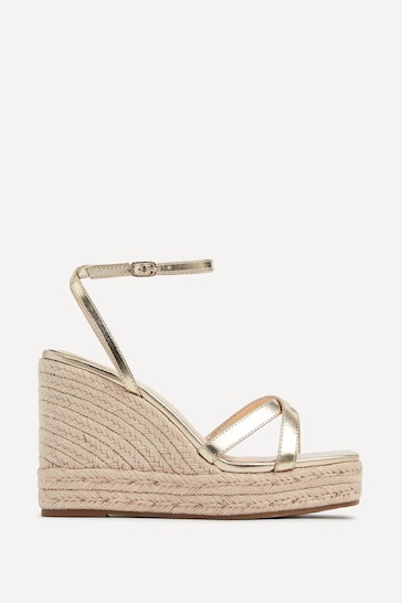 Linzi Gold Desta Rope Platform Wedge With Cross Over Front Straps