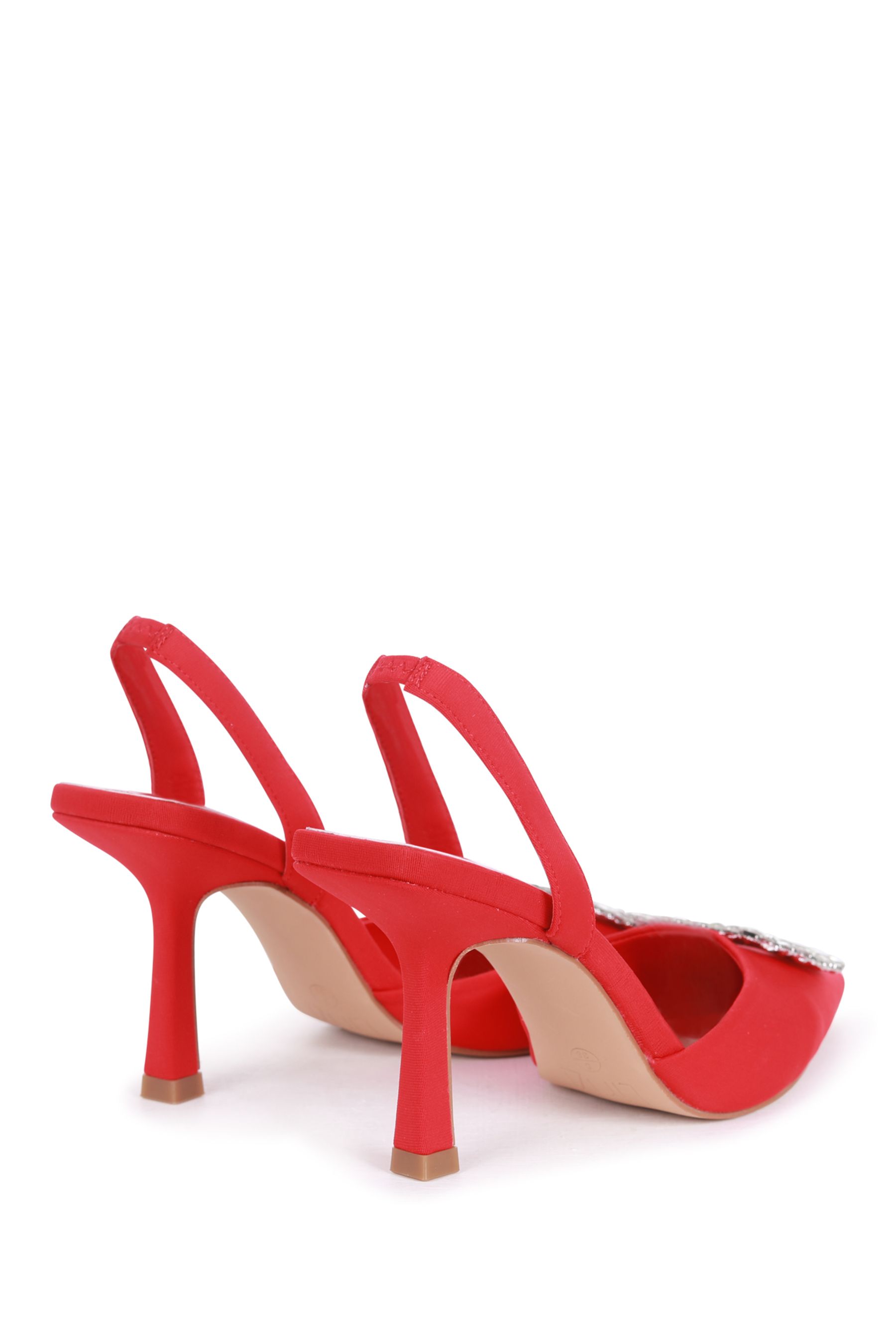 Linzi Red Manhattan Sling Back Court Style Heels With Diamante