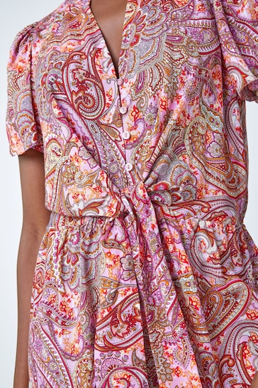 Paisley Print Tie Detail Dress