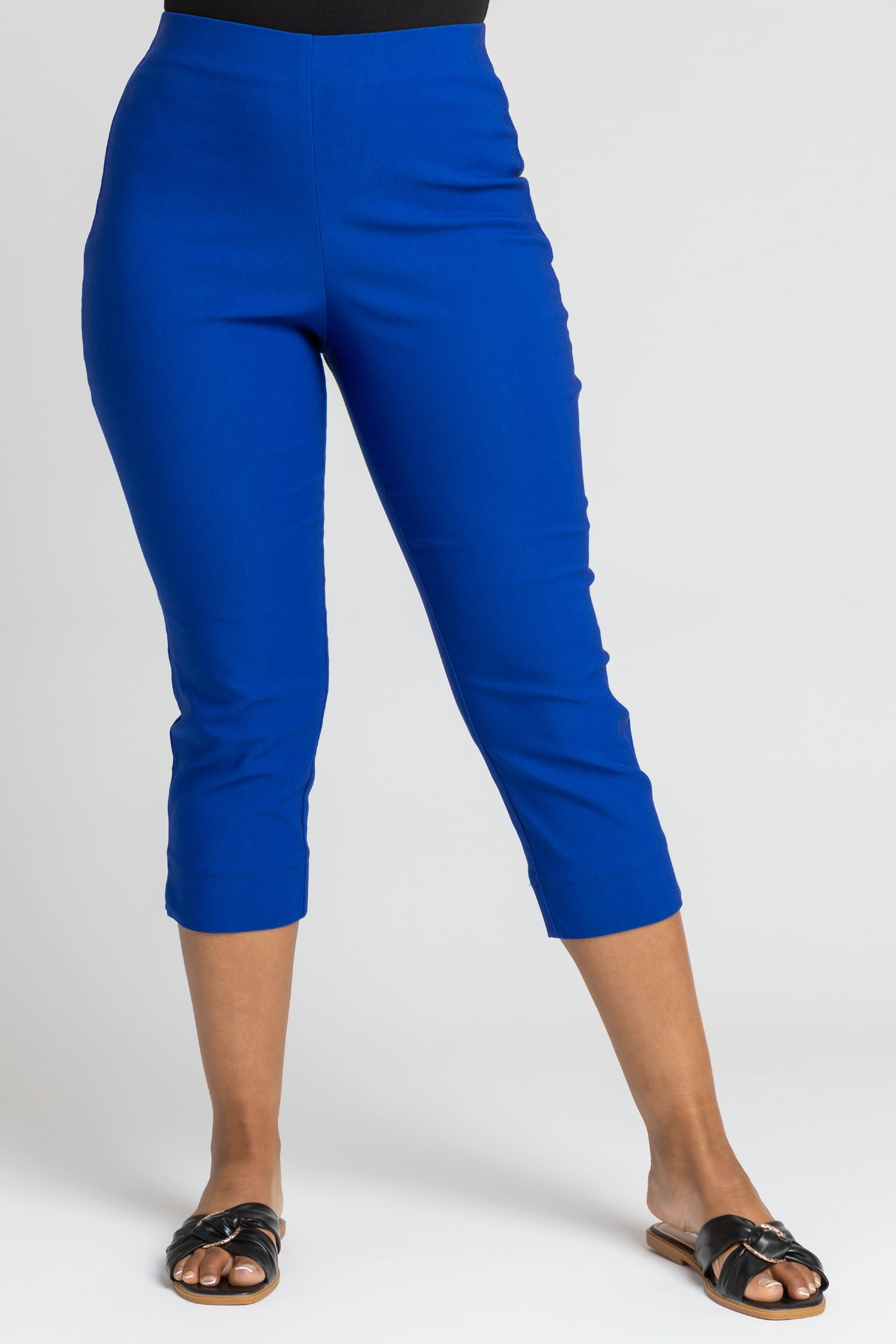 Roman Blue Curve Cropped Stretch Trousers