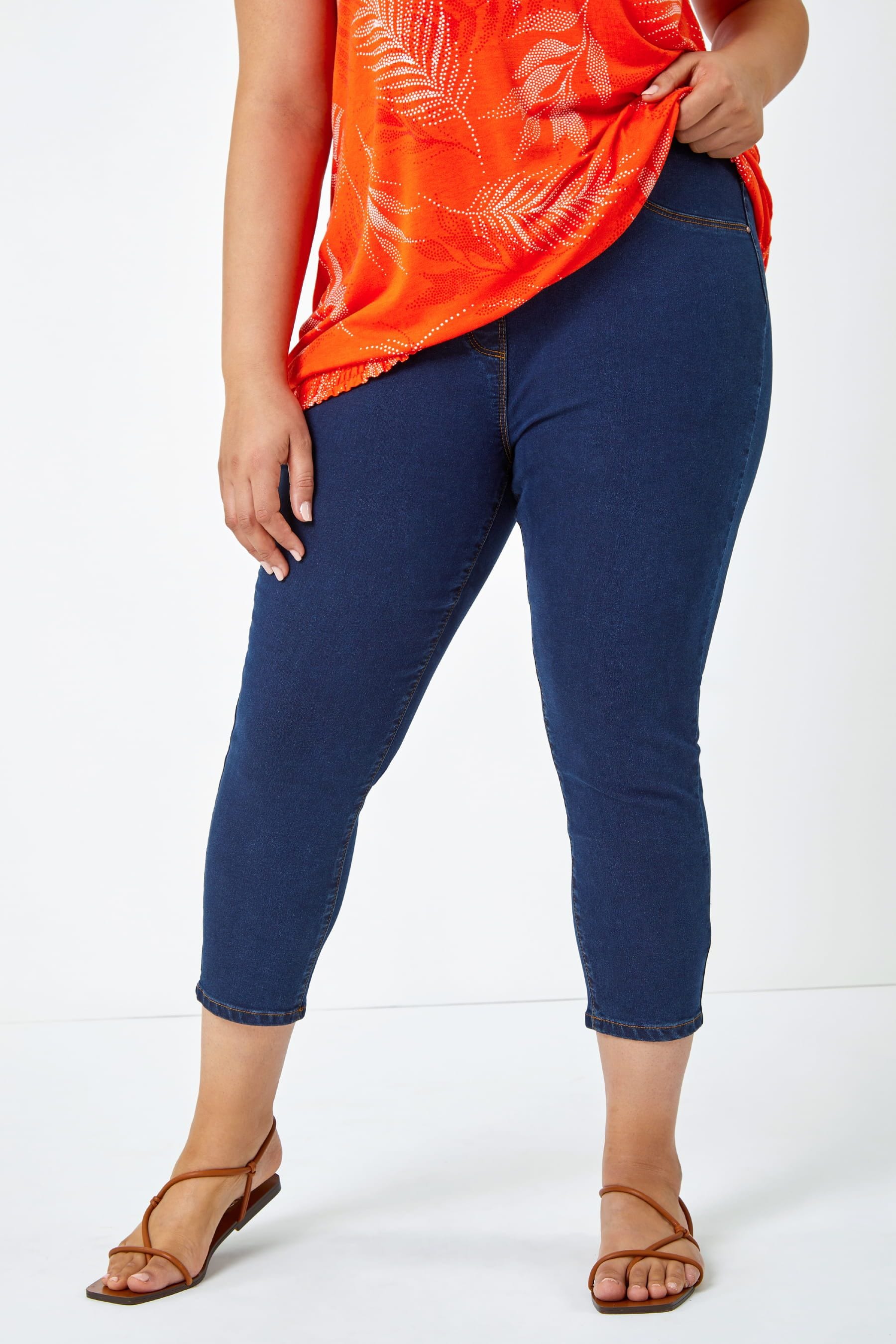 Buy Roman Blue Curve Cropped Stretch Denim Jeggings from the Next