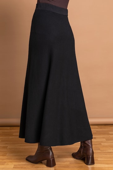 Roman Black Plain Knitted Maxi Skirt