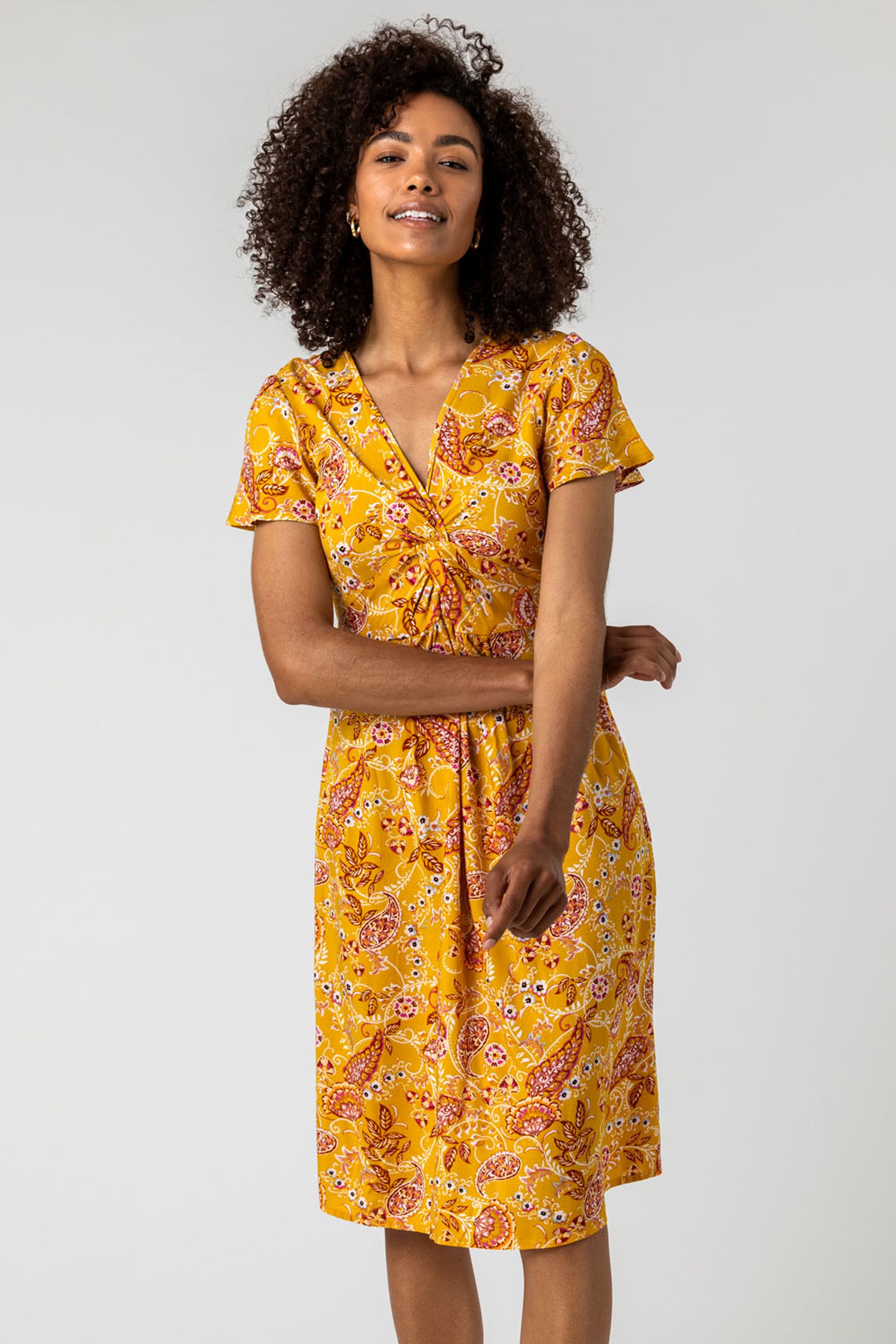 Yellow knot dress cheap