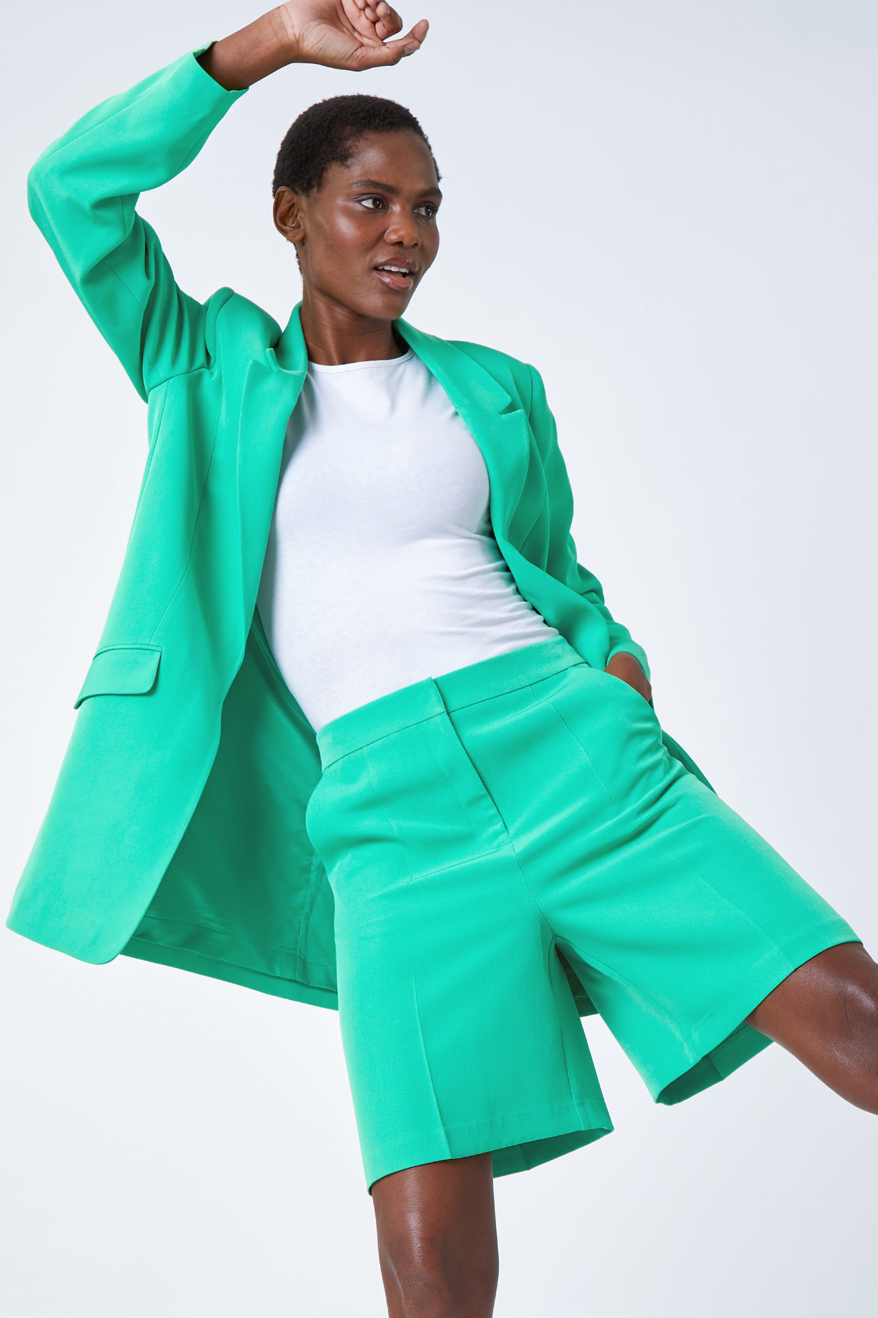 Roman Green Tailored Smart Bermuda Shorts