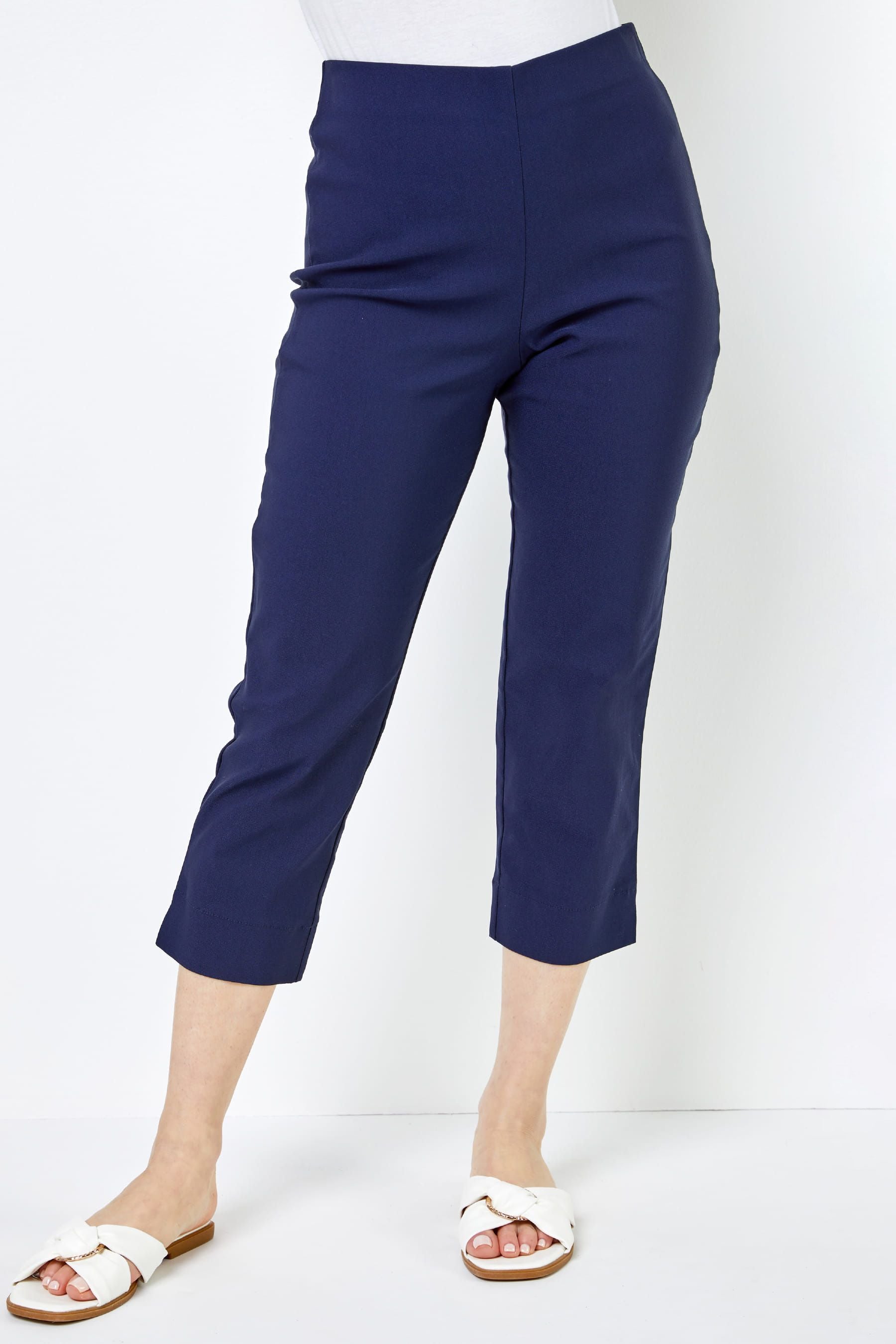 Buy Roman Blue Petite Cropped Stretch Trousers from the Next UK