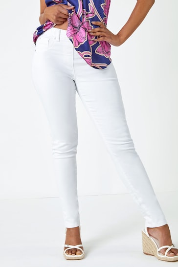 Roman White Petite Full Length Twill Jeans