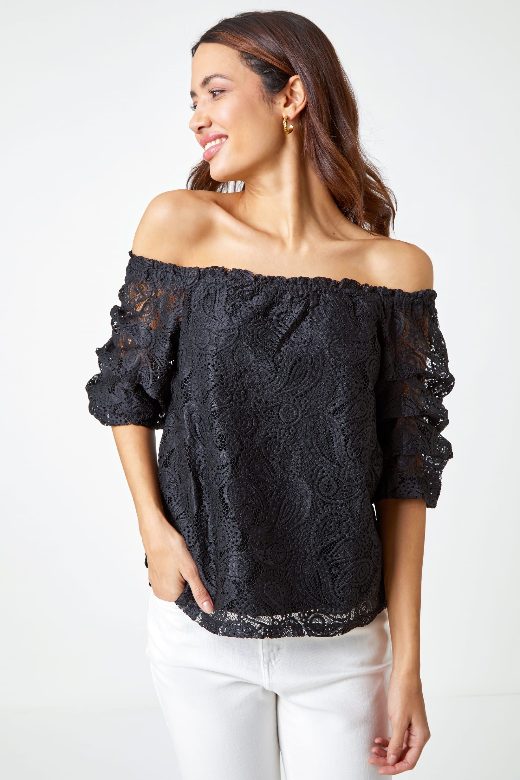 Next black lace discount bardot top