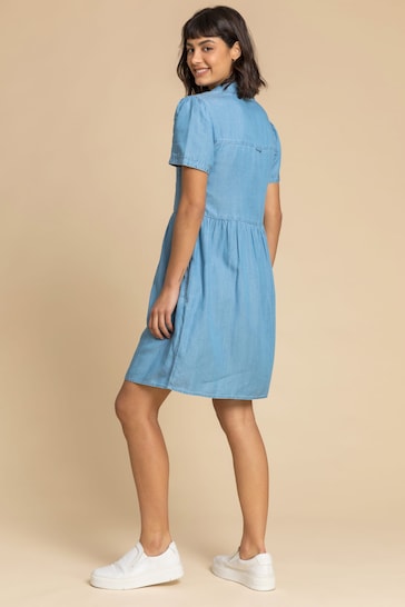 Roman Blue Denim Buttoned Shirt Dress
