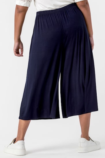 Roman Blue Curve Plain Culotte Trousers