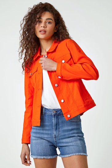 Roman Orange Stretch Denim Jacket