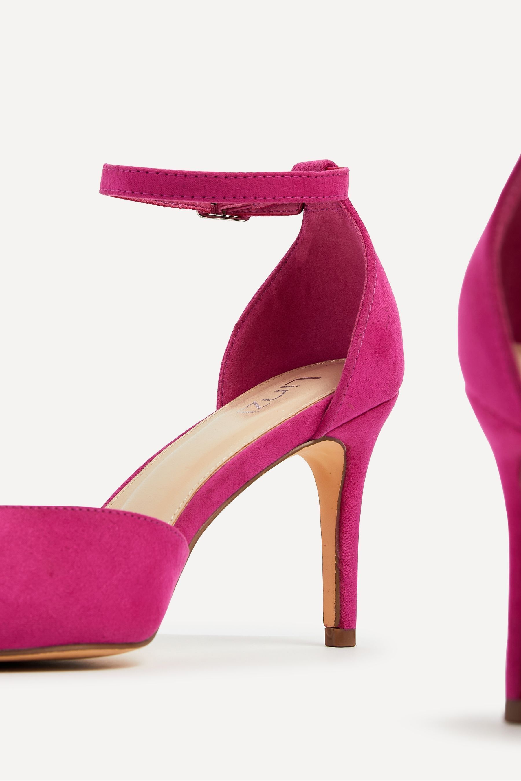 Linzi Pink Maci Stiletto Court Heels With Ankle Strap