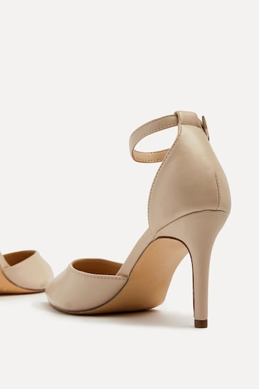 Buy Linzi Cream Maci Stiletto Court Heels With Ankle Strap from