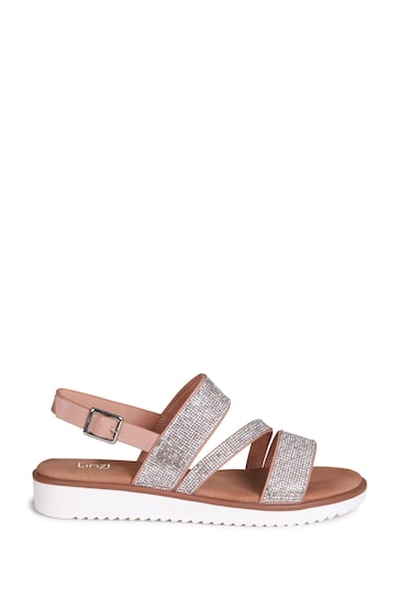 Linzi Silver Twinkle Embellished Strappy Flat Sandals