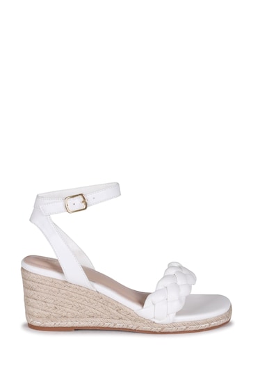 Linzi White Megan Rope Wedges With Plaited Front Strap