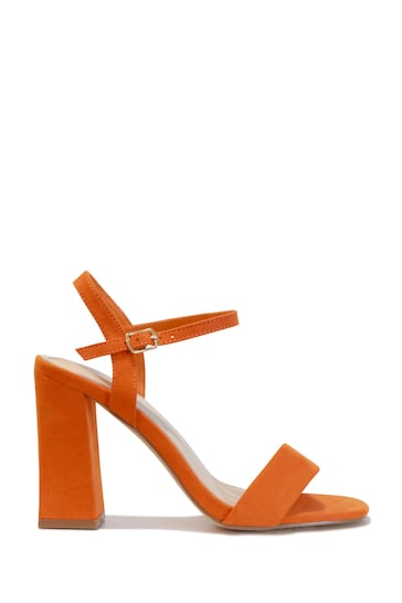 Linzi Orange Beverley Square Toe Block Heeled Sandals