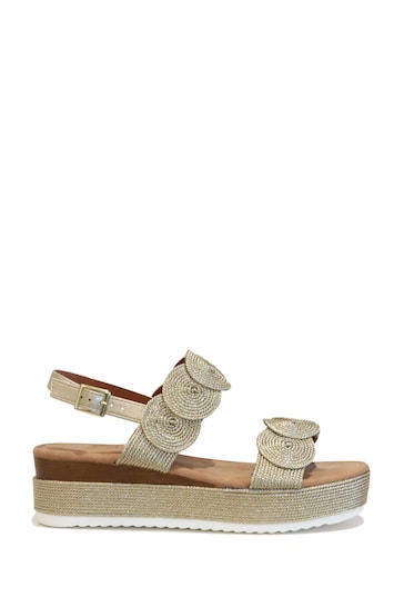 Linzi Gold Athena Rope Detail Wedge Sandals