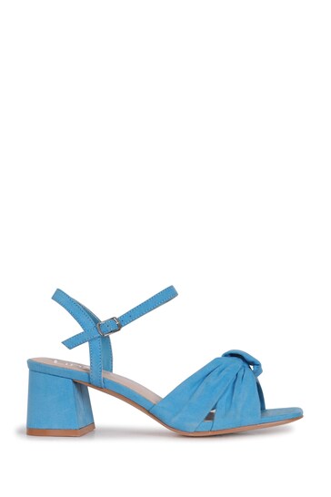 Linzi Blue Charlotte Block Heeled Sandals With Bow Front Detail