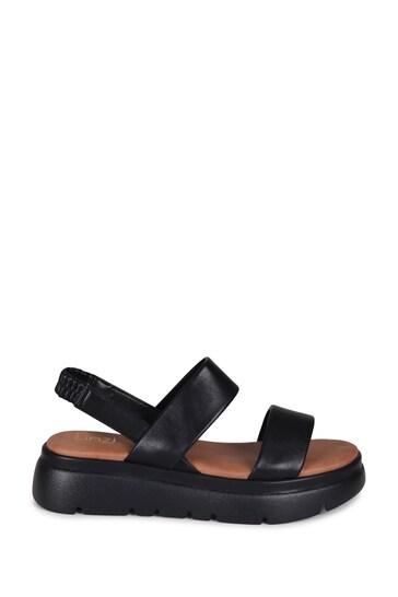 Linzi Black Nimes Open Toe Slingback Flatform Sandals