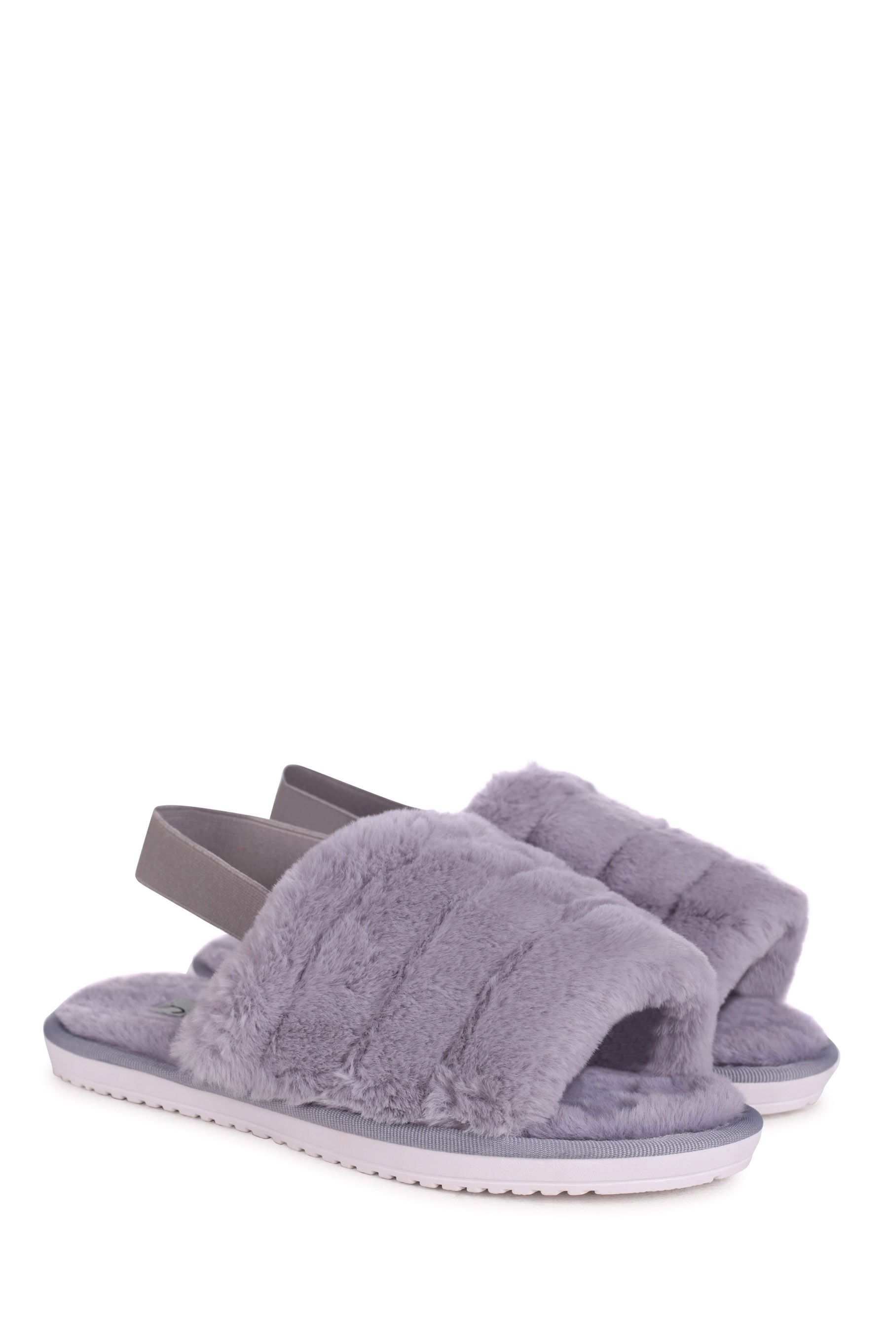 Buy Linzi Grey Flurry Fluffy Slingback Slippers from the Next UK