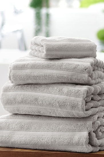 Greige Ribbed Towel 100% Cotton