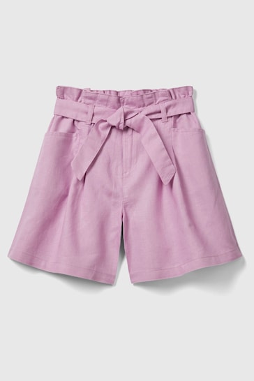 Benetton Girls Pink Linen Blend Shorts