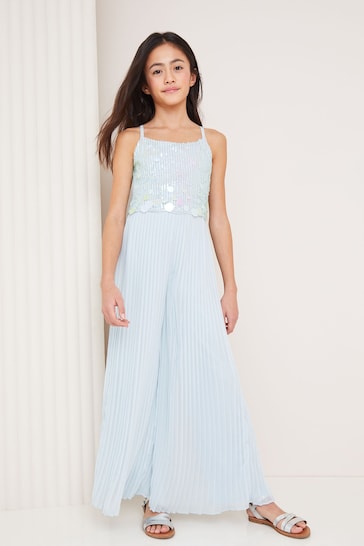 Lipsy Light Blue Embellished Pleated Occasion Jumpsuit (5-16yrs)