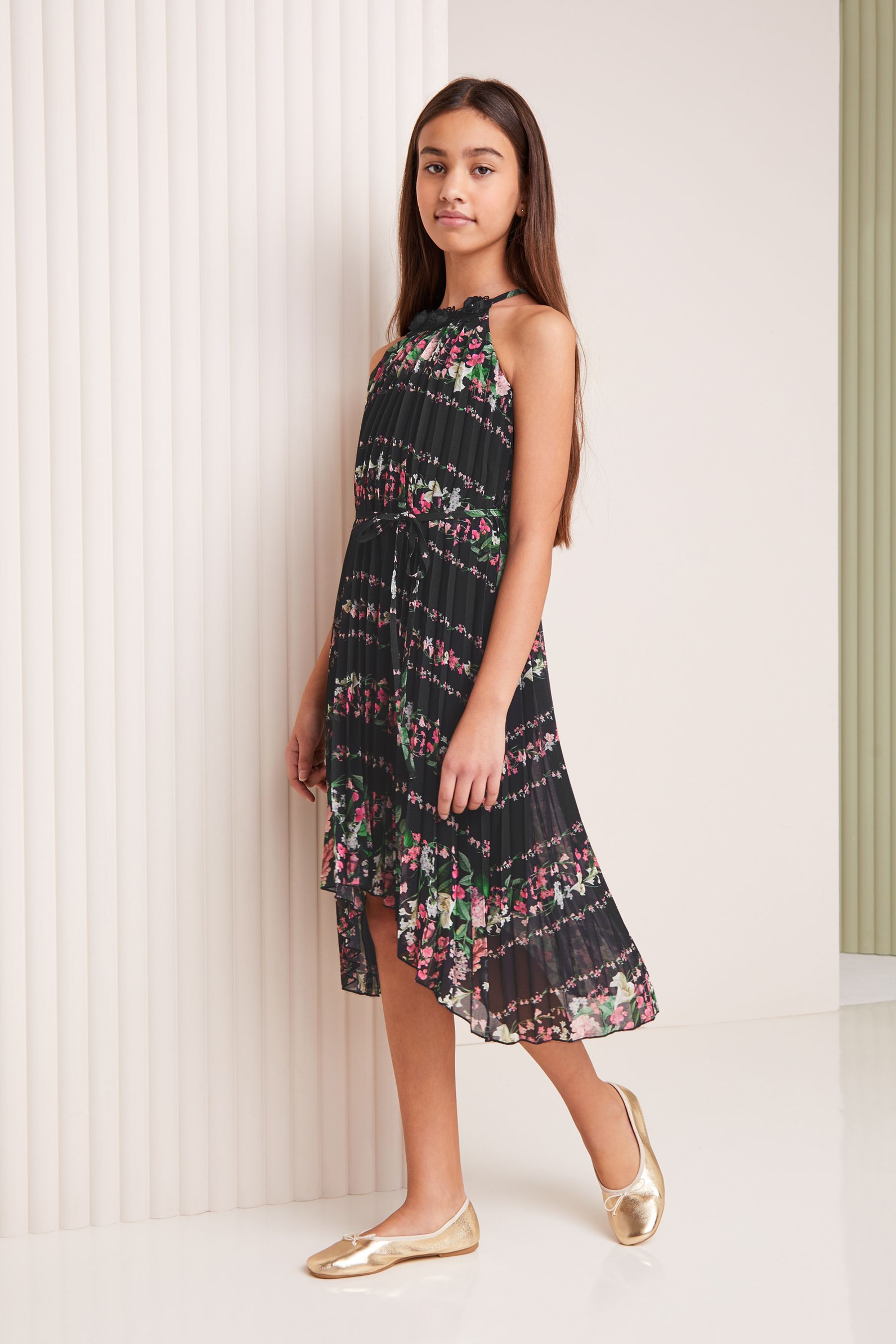Lipsy girl pleated chiffon hot sale dress
