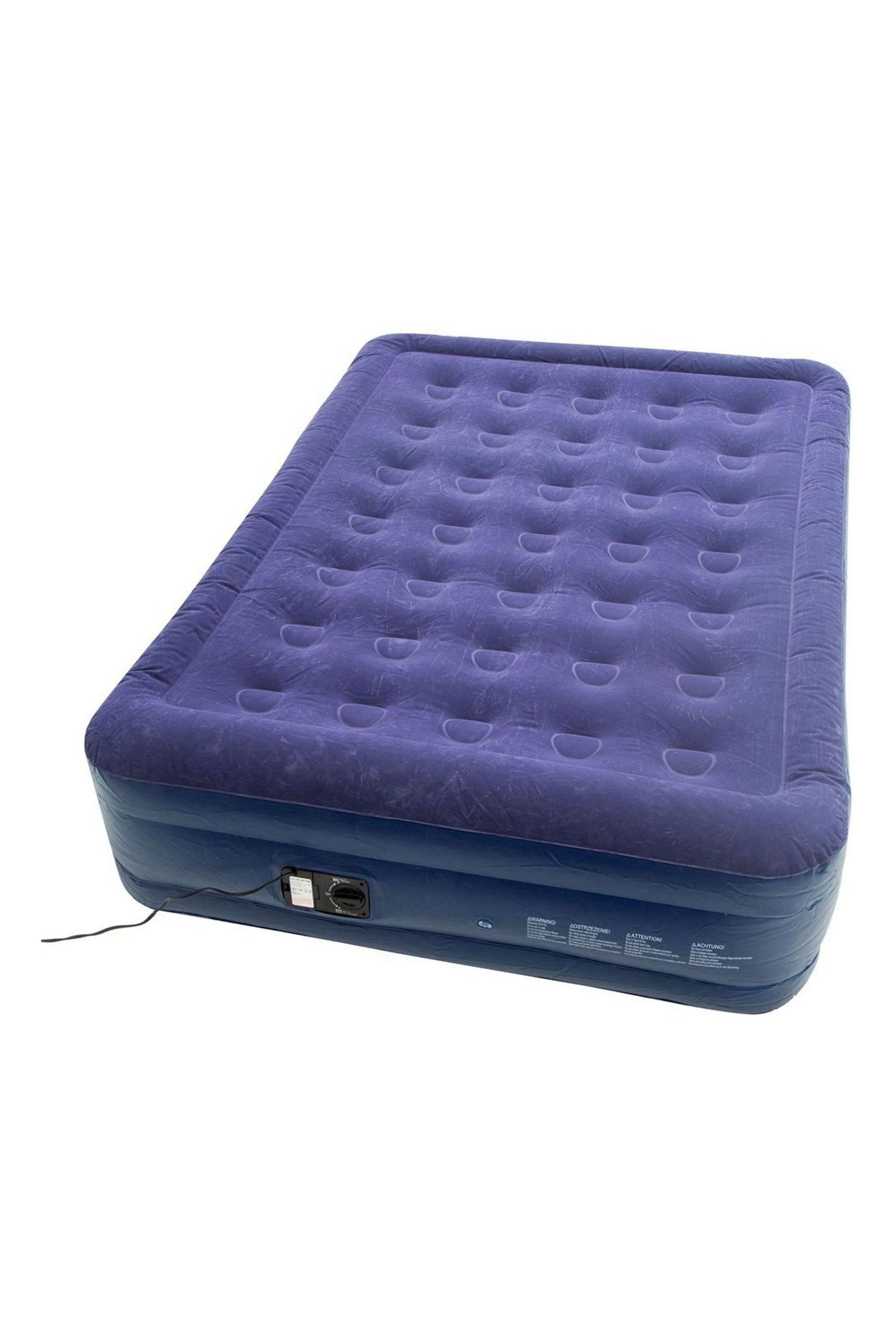 Mountain Warehouse Blue Double Raised Air Bed with In Built Pump
