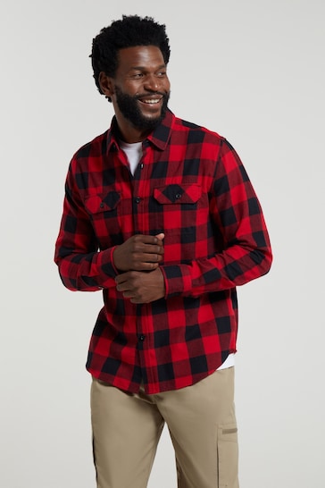 Mountain Warehouse Red Mens Trace Flannel Long Sleeve Shirt
