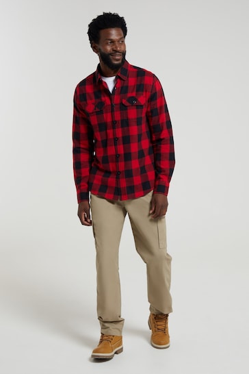 Mountain Warehouse Red Mens Trace Flannel Long Sleeve Shirt