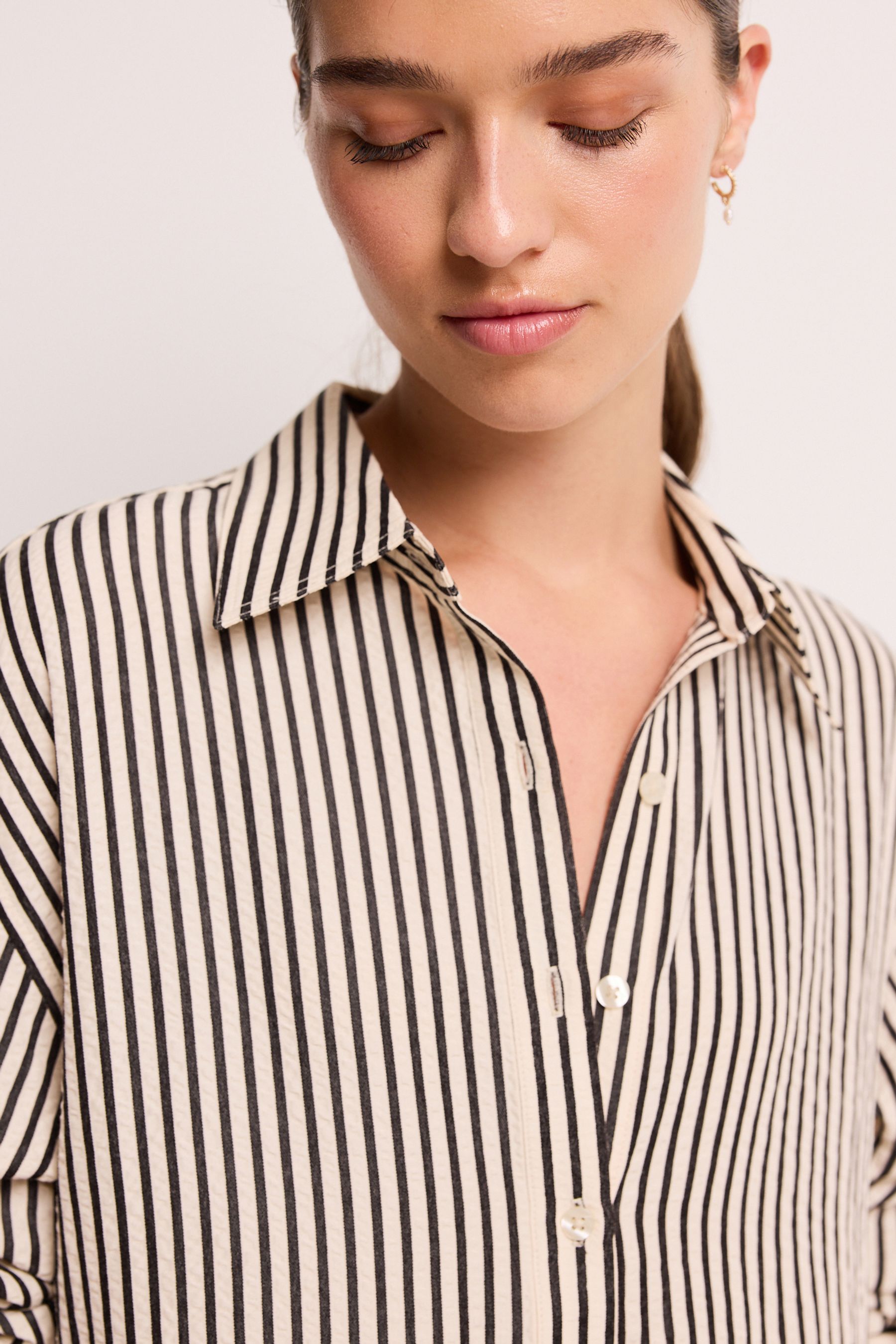 Black and white striped shirt dress cheap