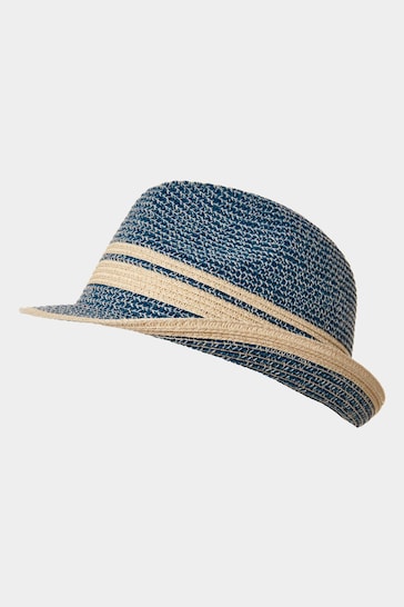 Joe Browns Blue Summer Woven Fedora Hat