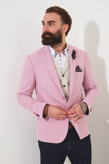 Joe Browns Pink Regular Fit Suit Blazer Jacket with Contrast Lining