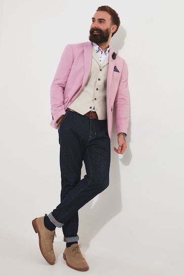Joe Browns Pink Regular Fit Suit Blazer Jacket with Contrast Lining