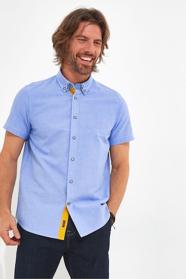 Joe Browns Blue Double Collar Short Sleeve Oxford Shirt