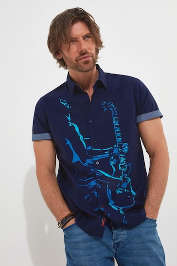 Joe Browns Blue Guitar Player Graphic Short Sleeve Shirt