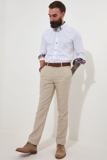 Joe Browns Cream Regular Fit Check Straight Leg Suit: Trousers