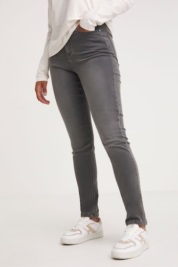 JD Williams Grey High Waist Supersoft Slim Leg Jeans