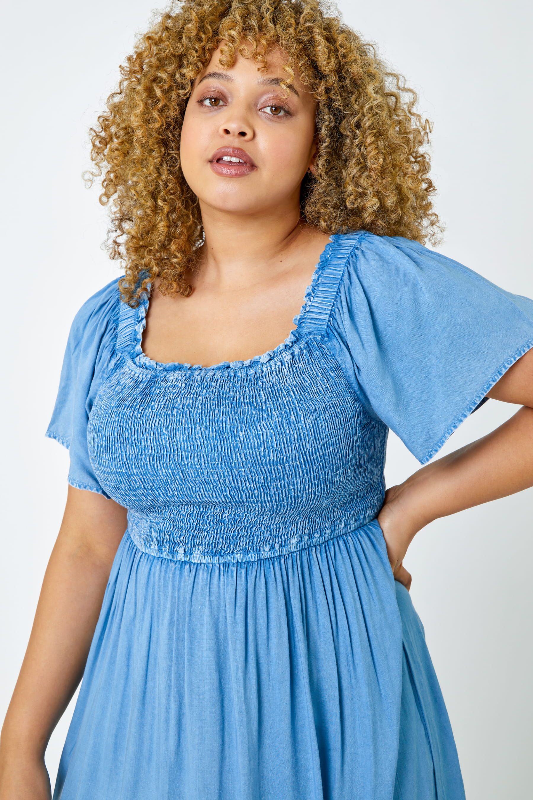 Curve denim dress top