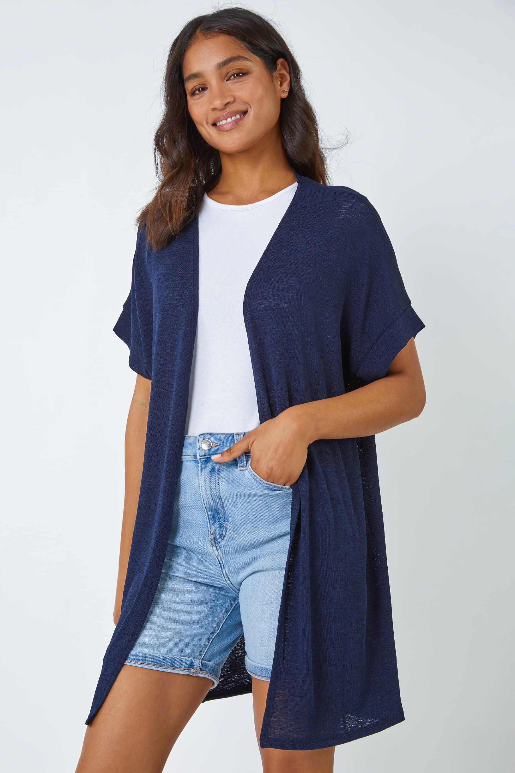 Buy Roman Blue Short Sleeve Longline Cardigan from the Next UK