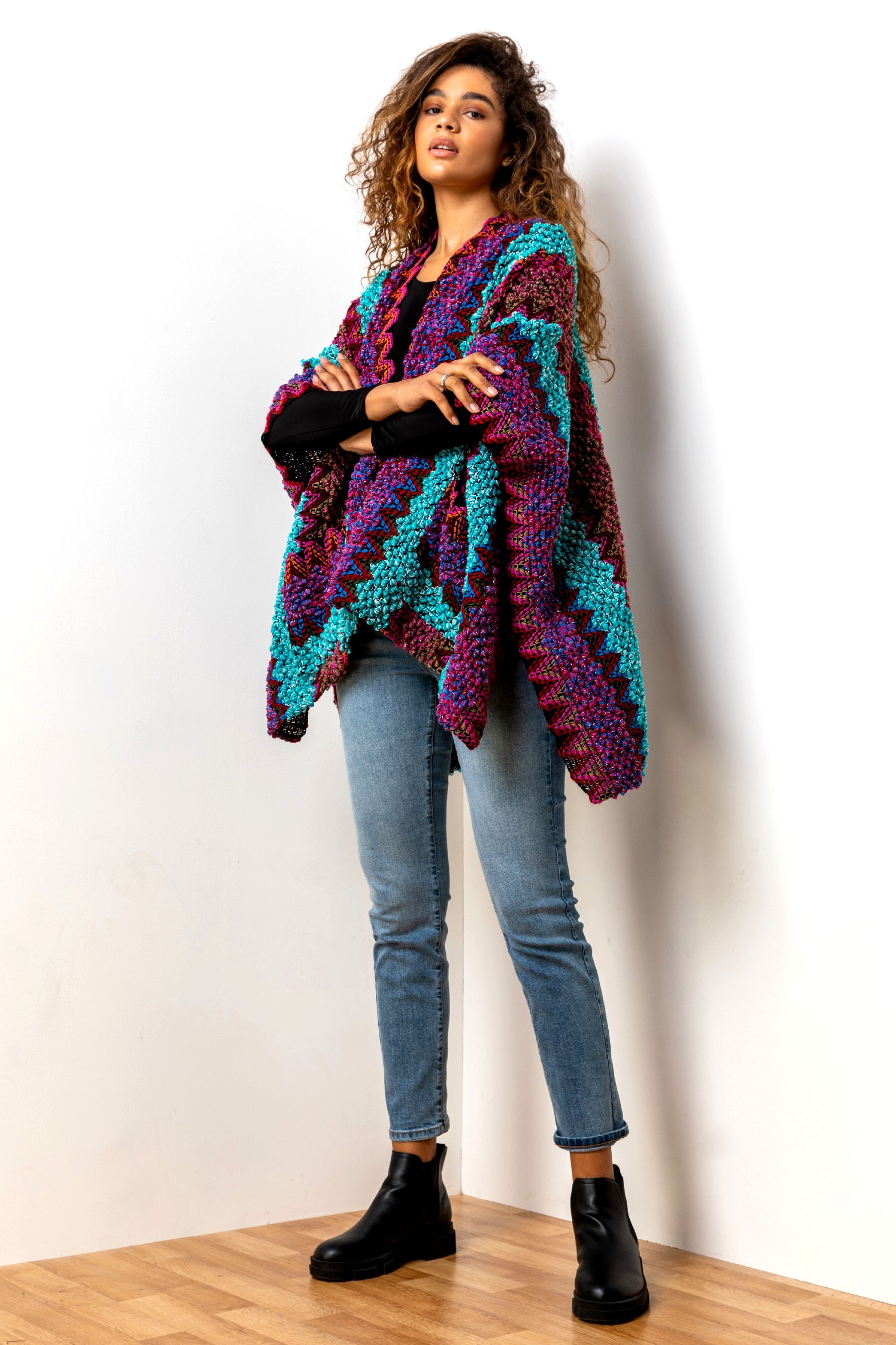 Buy Roman Purple Print Boho Cape Cardigan from the Next UK online shop