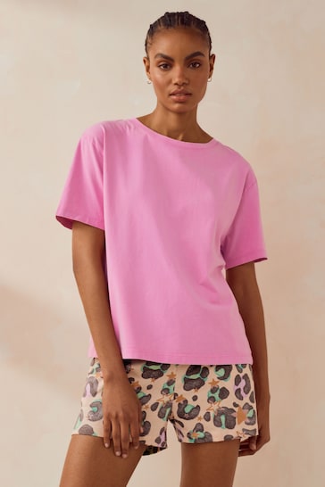 Pink Animal Cotton Short Set Pyjamas