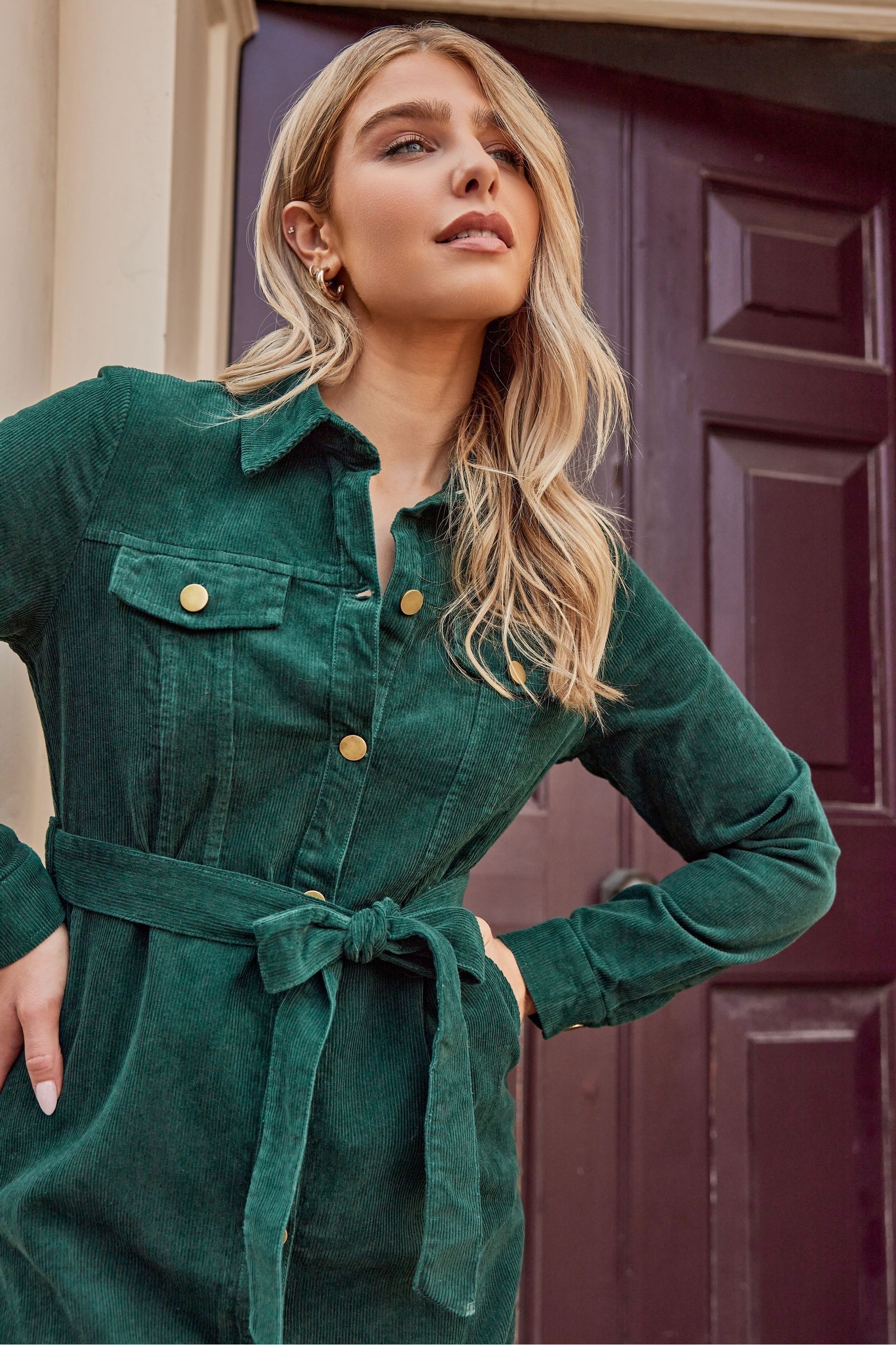 Green best sale cord dress
